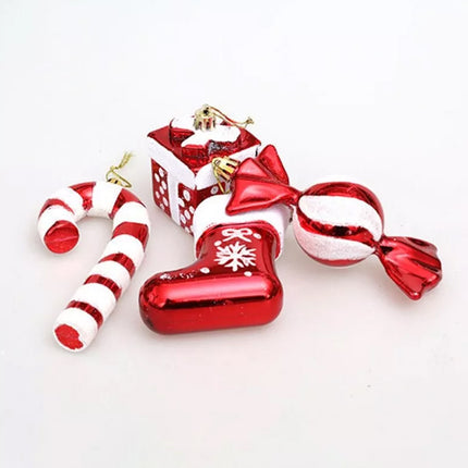 4Pcs Christmas Large Red & White Candy Hanging Pendant Ornaments Xmas Tree Decor