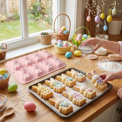 Easter Bunny 8 Grids Mould Food Grade Baking Mold Kitchen Baking Tool
