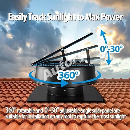 320mm Solar Roof Ventilation Fan, Hybrid Solar & Wireless Power with Remote Control