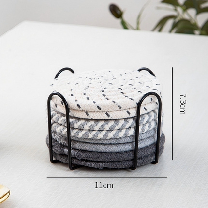 8Pcs Non-Woven Drink Coaster Set, Non-Slip Heat Resistant Cup Mats with Decorative Iron Frame