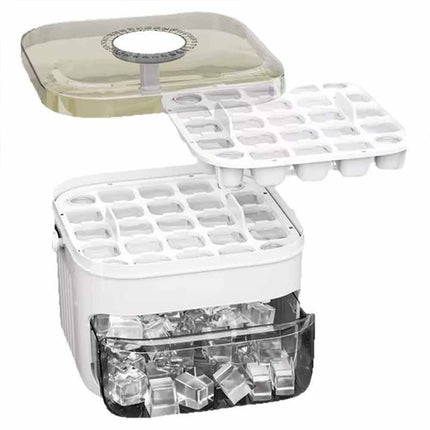 50-Cube Ice Maker with Easy Press Cap Double Layer Ice Cube Maker for Refrigerator