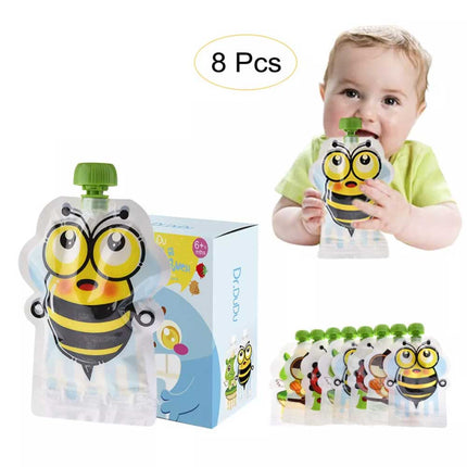 8Pcs Reusable Food Pouches, for Capacity 150ml Ideal for Baby Food, Smoothy