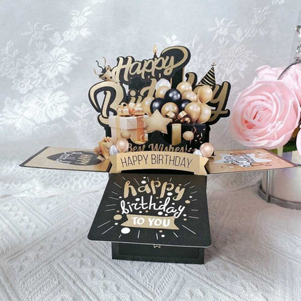 Gold 2D Pop-Up Birthday Greeting Card: Special Design for Mum, Dad, Friends & Loved Ones