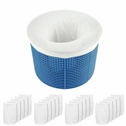 30/40/60 Pack Fine Mesh Pool Skimmer Socks, Reusable Filter Saver Basket Screens White