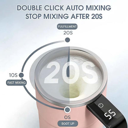 Pink Self Stirring Coffee Mug for Women, Electric Magnetic Rechargeable Auto Mixing Cup for Coffee Tea