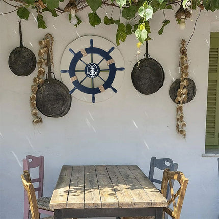 28CM Wooden Ship Wheel, Nautical Boat Steering Wheel, Beach Home Wall Decoration