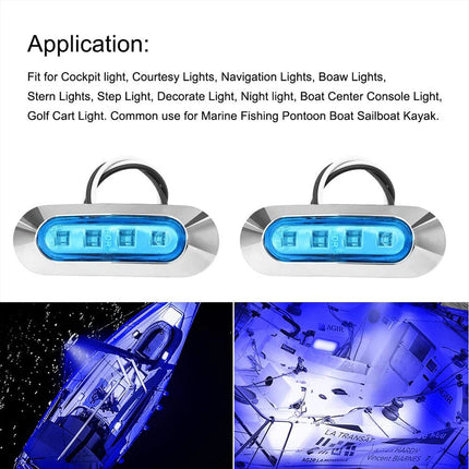 4x Marine Boat LED Courtesy Lights Cabin Deck Walkway Stair Light Blue 12V -24V