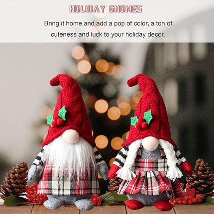 2Pcs Christmas Gnome Plush Dolls Xmas Dwarf Elf Home Decor Ornaments