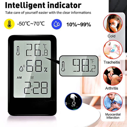 Multifunctional Digital Alarm Clock with Indoor Thermometer and Hygrometer