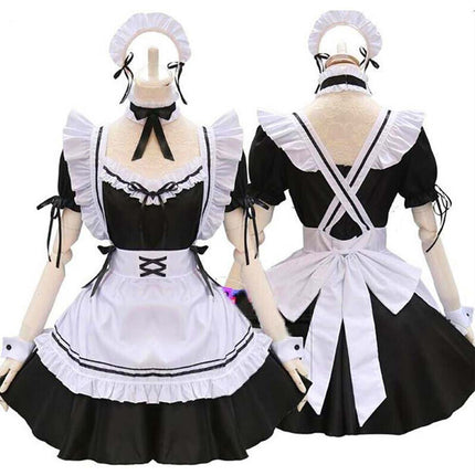 6Pcs Women French Maid Costume, Cute Lolita Anime Cosplay Outfit for Party