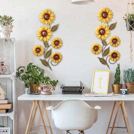 3D Metal Sunflower Wall Art Decor Rustic Floral Ornament for Outdoor Garden & Indoor Home Decoration