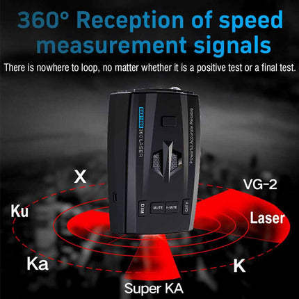 360°Full Band Laser Car Radar Speed Detector Camera Voice Alert Velocimetry