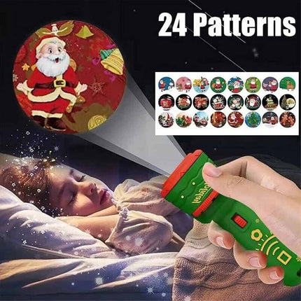 24 Pattern Christmas Slide Projector Handheld Torch Lamp Flashlight Kid Toy Gift