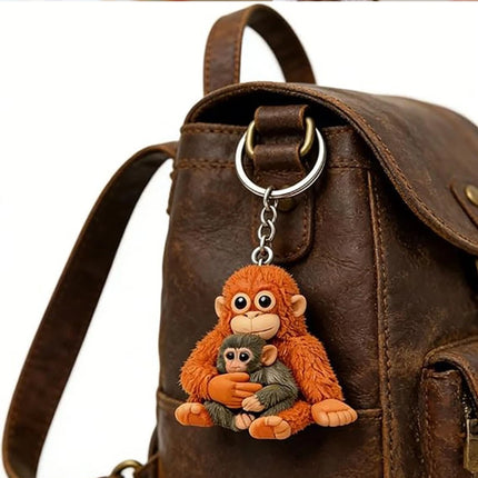 3D Printed Punch The Monkey Keychain, Cute Plush Hanging Pendant Key Ring