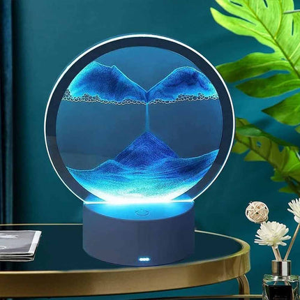 3D Moving Sand Picture LED Quicksand Table Lamp Sandscape Hourglass 16 Colours