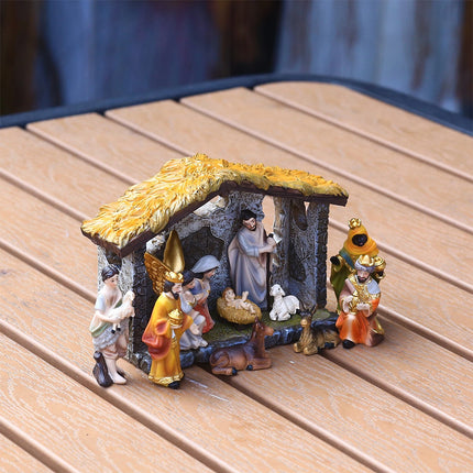 Christmas Crib Figure Scene Ornament – Gift Box for Household Supplies