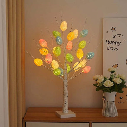 Easter LED Twig Tree Pre-Lit Birch Light Up Party Decoration with 24 Eggs