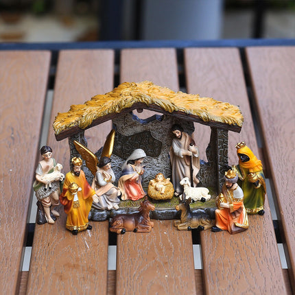 Christmas Crib Figure Scene Ornament – Gift Box for Household Supplies