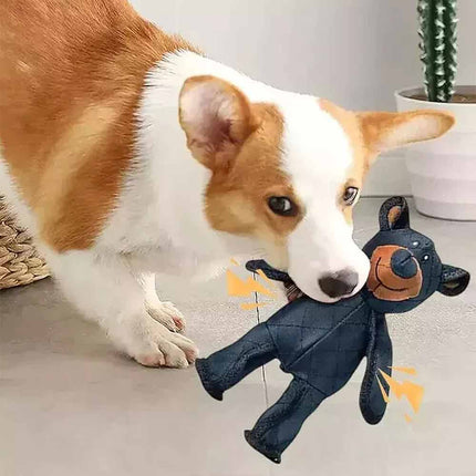 2025 Powerful Bear Pet Toy with Anti Bite Nylon Cloth and Dog Voice Toy