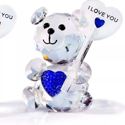 Crystal Bear Figurine with Love Sign Desktop Ornament