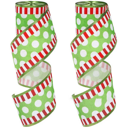 4pcs Grinchs Ribbon Wired 2.5In 4 Roll 20Yards Christmas Ribbon Wreaths Bows DIY