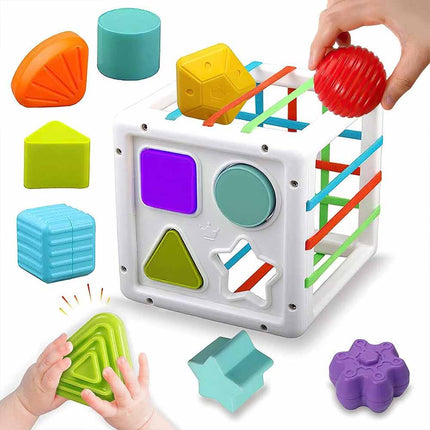 Toddler Montessori Sensory Playset, Educational Shape Sorting Stacking Blocks Baby Learning Toy