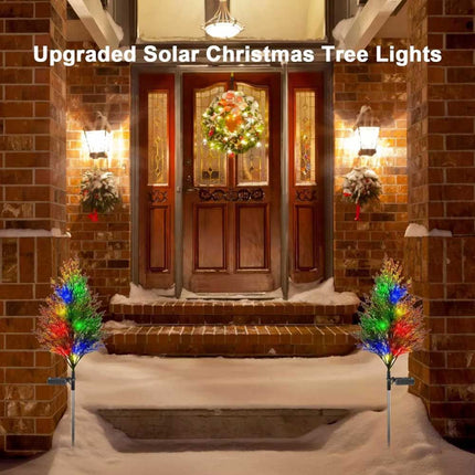 2‑Pack Solar Pine Tree Stake Lights, Waterproof LED Christmas Garden Decor