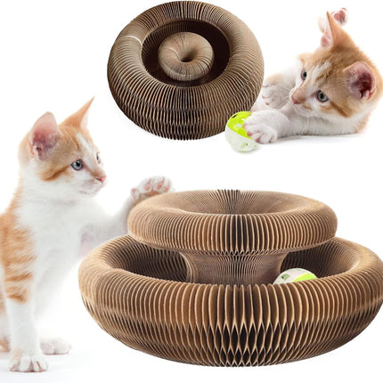 Magic Organ Cat Scratching Board Cat Ball Adventure with Toy Ball Bed Foldable