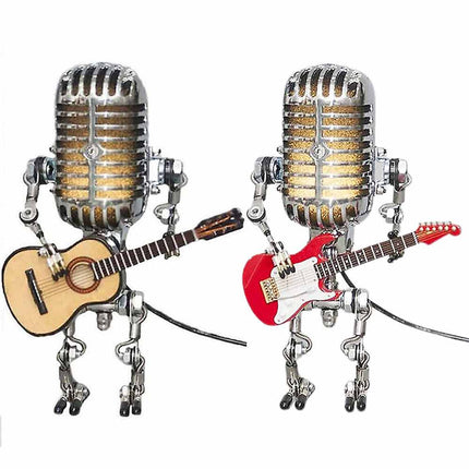 Microphone Robot Lamp with Guitar Lights Table Desktop Decorations USB Charging