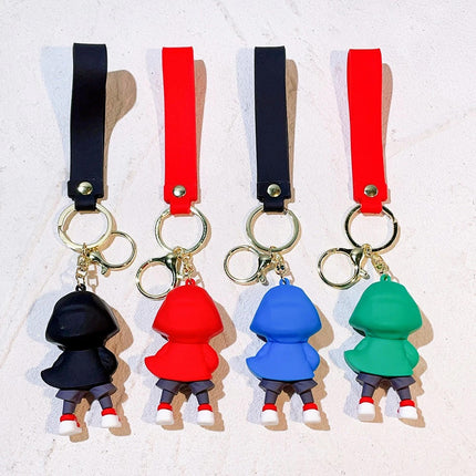 4PCS Cute 3D Figure Keychain Keyring Set, Bag Charm Pendant, Kids Novelty Gift