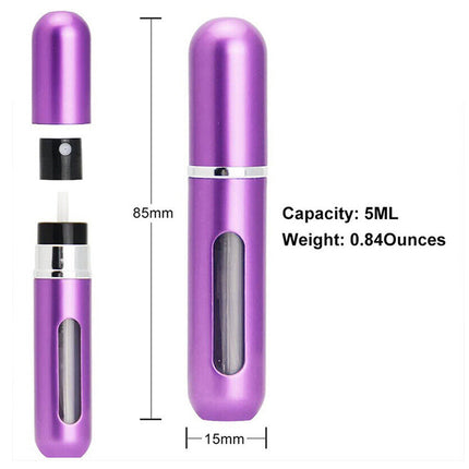 6PC Mini Easy Fill Refillable Travel Perfume Atomizer Pump Spray Pocket Bottle