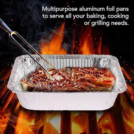 20Pcs Rectangle Disposable Aluminum Foil Air Fryer Pans - BBQ Drip Pans & Food Packaging Trays, No-Cover Design for Baking, Roasting, Grilling, Meal Prep & Leftovers Storage