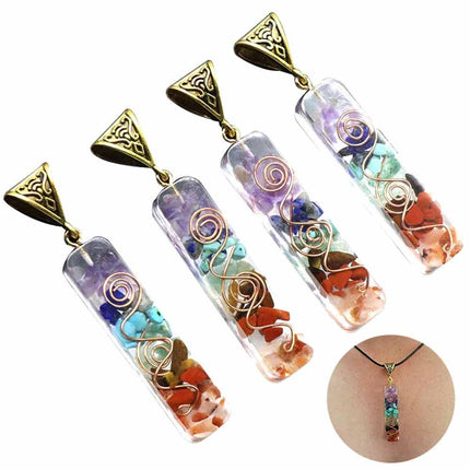 1 Pack 7 Chakra Crystal Necklace, Energy Stone Pendant for Yoga & Meditation, Spiritual Fashion Jewelry