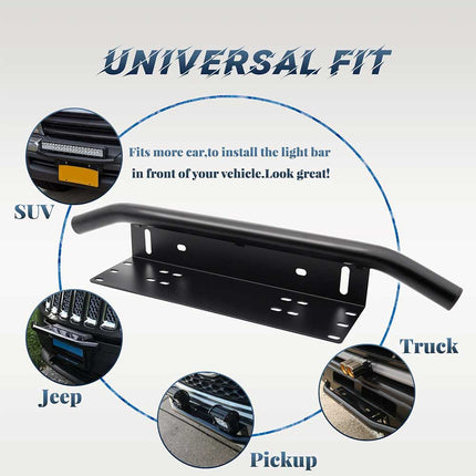Car License Plate Frame Mount Bracket Bull Bar/Bumper Fit with LED Light