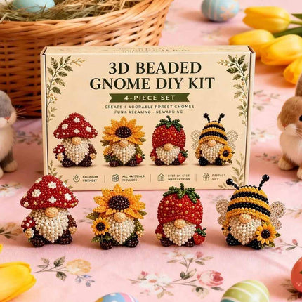 3D Beaded Gnome Craft DIY, Handmade Bead Art Supplies, Beginner Friendly Craft Set for Teens & Adults