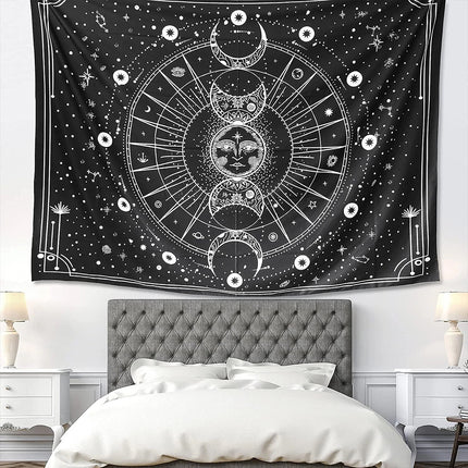 Tapestry for Bedroom Aesthetic, Sun Moon Star Large Astrology Wall Hanging 1.5*2m