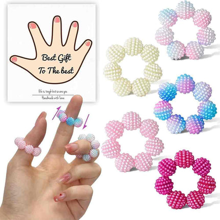 5 Pack Beaded Sensory Finger Rings, Stress Relief Fidget Rings for Autism ADHD