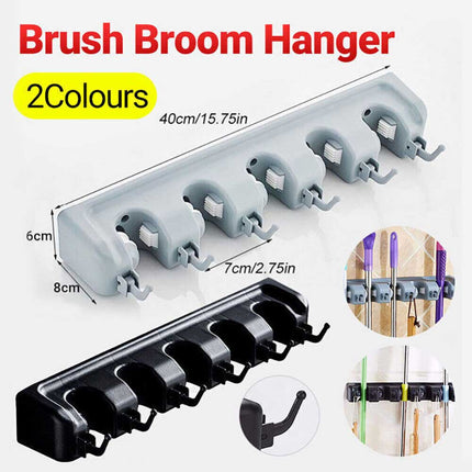 Broom Hanger Mop Holder Wall Mounted Brush Storage Rack Organizer Kitchen Tool