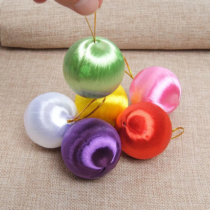 6Pcs 5cm Christmas Tree Baubles Satin Xmas Balls Hanging Home Party Ornaments Decor