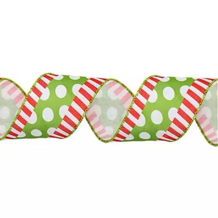 4pcs Grinchs Ribbon Wired 2.5In 4 Roll 20Yards Christmas Ribbon Wreaths Bows DIY