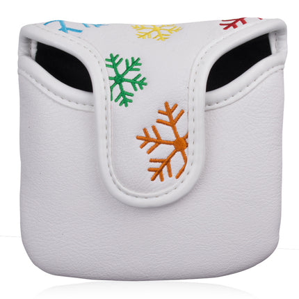 Snowflake Embroidered PU Leather Golf Mallet Putter Headcover, Golf Club Protector