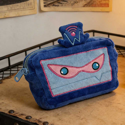 Cartoon Tech Character Plush Pouch - Soft Zipper Storage Bag