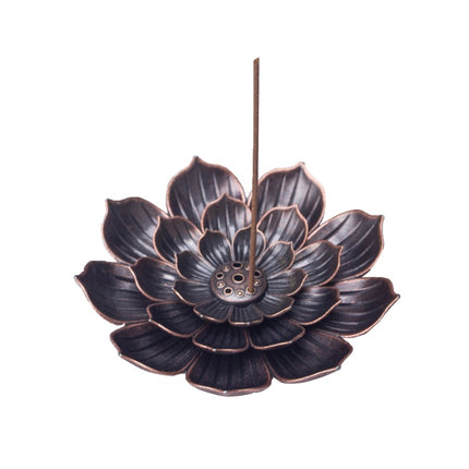 2X Blooming Lotus Censer Stick Incense Holder Cone Incense Burner Ash Catcher