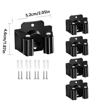 4pcs Stainless Steel Broom Hanger Wall Mounted Mop Holder Home Mop Storage Clip