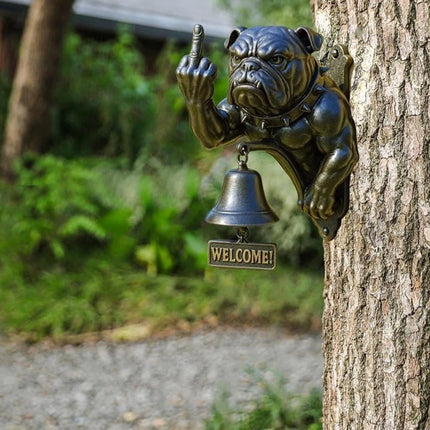 Funny Bulldog Design Doorbell - Rustic Cast Iron Door Ring
