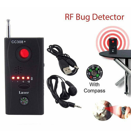 RF Bug Detector Anti- Signal Hidden Camera Lens Device Tracer Finder CC308+