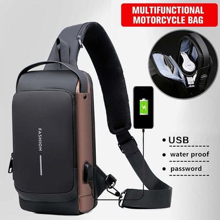 Men's Anti-Theft Crossbody Sling Bag with Lock & USB Charging Port, Lightweight Chest Shoulder Bag