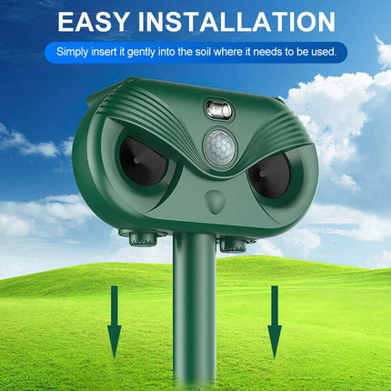 Ultrasonic Solar Cat Dog Repellent Fox Pest Scarer Deterrent Repeller Garden