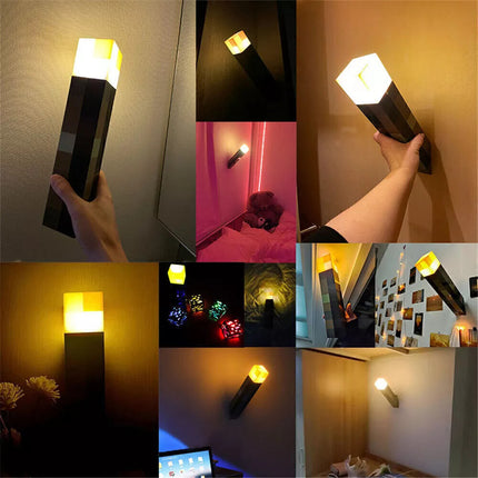 Mine Mini World craft Game Torch Lamp Led Night Light Home Decors USB Rechargeable Kids Gift