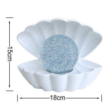 7 Colour Changing LED Clam Shell Mood Light White Glitter Table Lamp